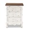 Baxton Studio Levron Traditional Walnut Brown and Antique White Finished Wood 3-Drawer Nightstand 194-11953-ZORO - alternate 2